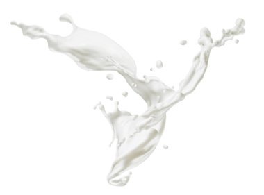 Süt sıçraması kırpma yolu ile beyaz arkaplanda izole edildi