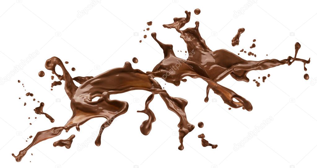 Chocolate splash isolated on white background with clipping path