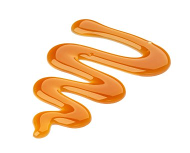 Beyaz arkaplanda izole edilmiş karamel sosu 