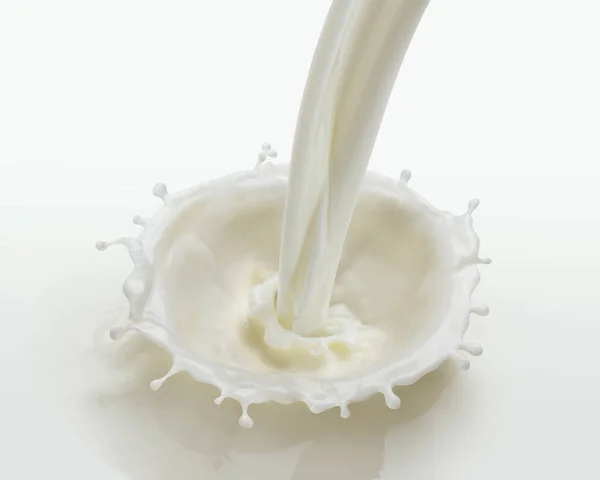 Verter salpicadura de leche aislada sobre fondo blanco — Foto de Stock