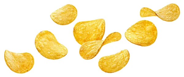 Natuurlijke potato chips geïsoleerd op witte achtergrond — Stockfoto
