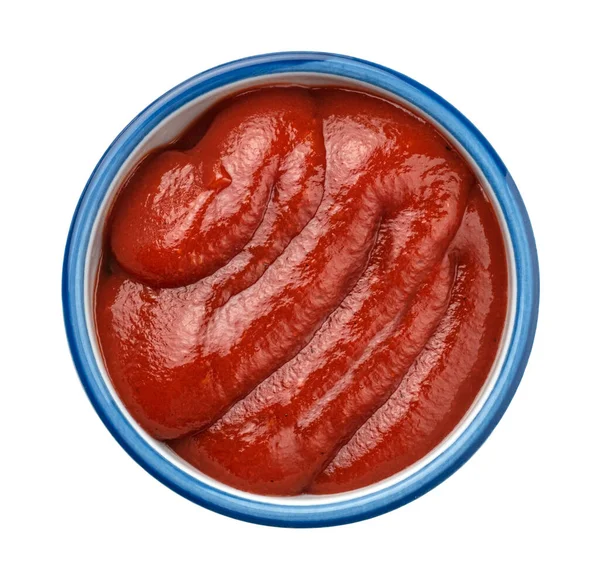 Ketchup geïsoleerd op een witte achtergrond, bovenaanzicht — Stockfoto