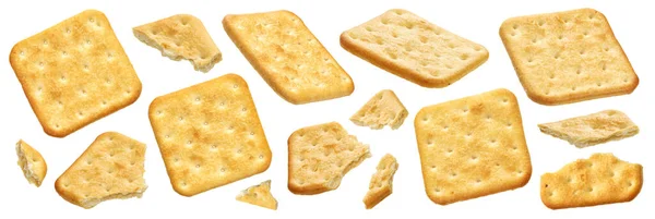 Crackers isolerade på vit bakgrund med klippbana — Stockfoto