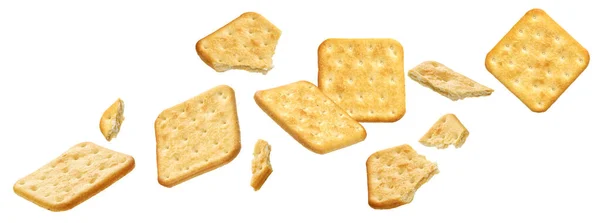 Cracker cadenti isolati su sfondo bianco — Foto Stock