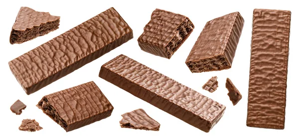 Waffle chocolate bar isolated on white background — Stock Photo, Image