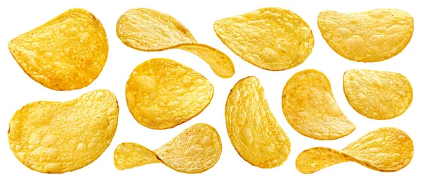 Natural potato chips isolated on white background — Stock Photo, Image