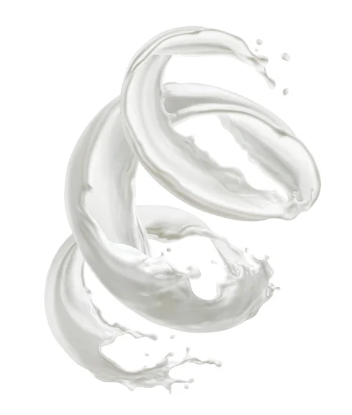 Salpicadura de leche, remolino de crema aislado sobre fondo blanco —  Fotos de Stock