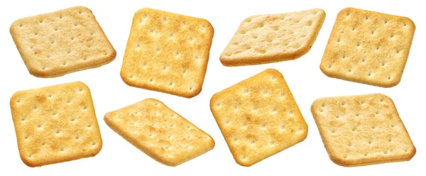 Crackers geïsoleerd op witte achtergrond met clipping pad — Stockfoto