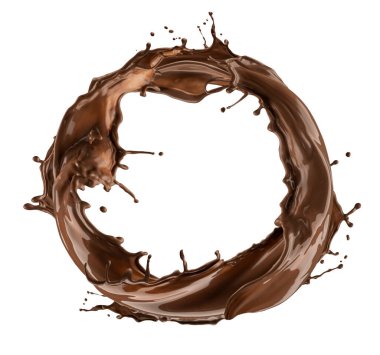 Beyaz arka planda izole edilmiş yuvarlak çikolata damlaları 