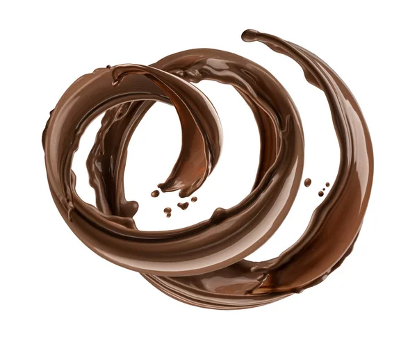 Chocolate respingo isolado no fundo branco — Fotografia de Stock