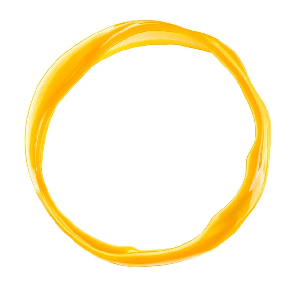 Kreis Orangensaft spritzt isoliert auf weißem Hintergrund — Stockfoto