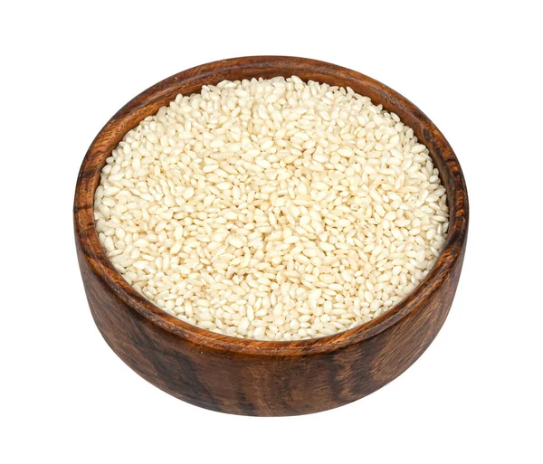 Risotto rice isolated on white background, top view — Stock Photo, Image