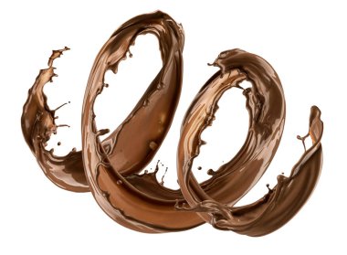 Beyaz arka planda izole edilmiş çikolata sıçraması