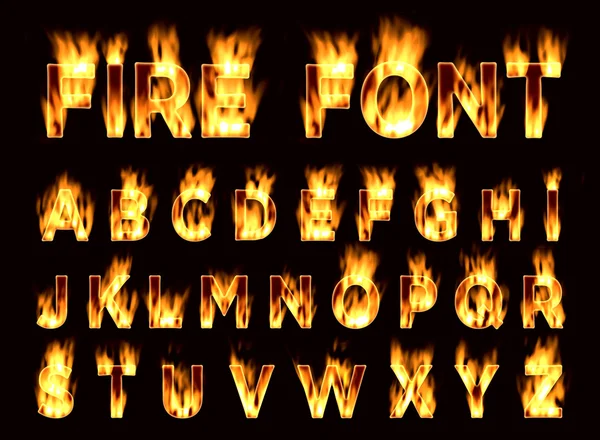 Φωτιά γραμματοσειρά. Δαμάσκηνο γραμματοσειρά στην πυρκαγιά. — Φωτογραφία Αρχείου