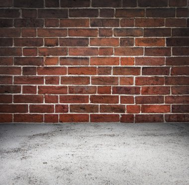 kırmızı tuğla duvar arka plan ile oda iç