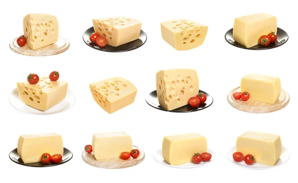 Sýr izolovaný na bílém pozadí. — Stock fotografie