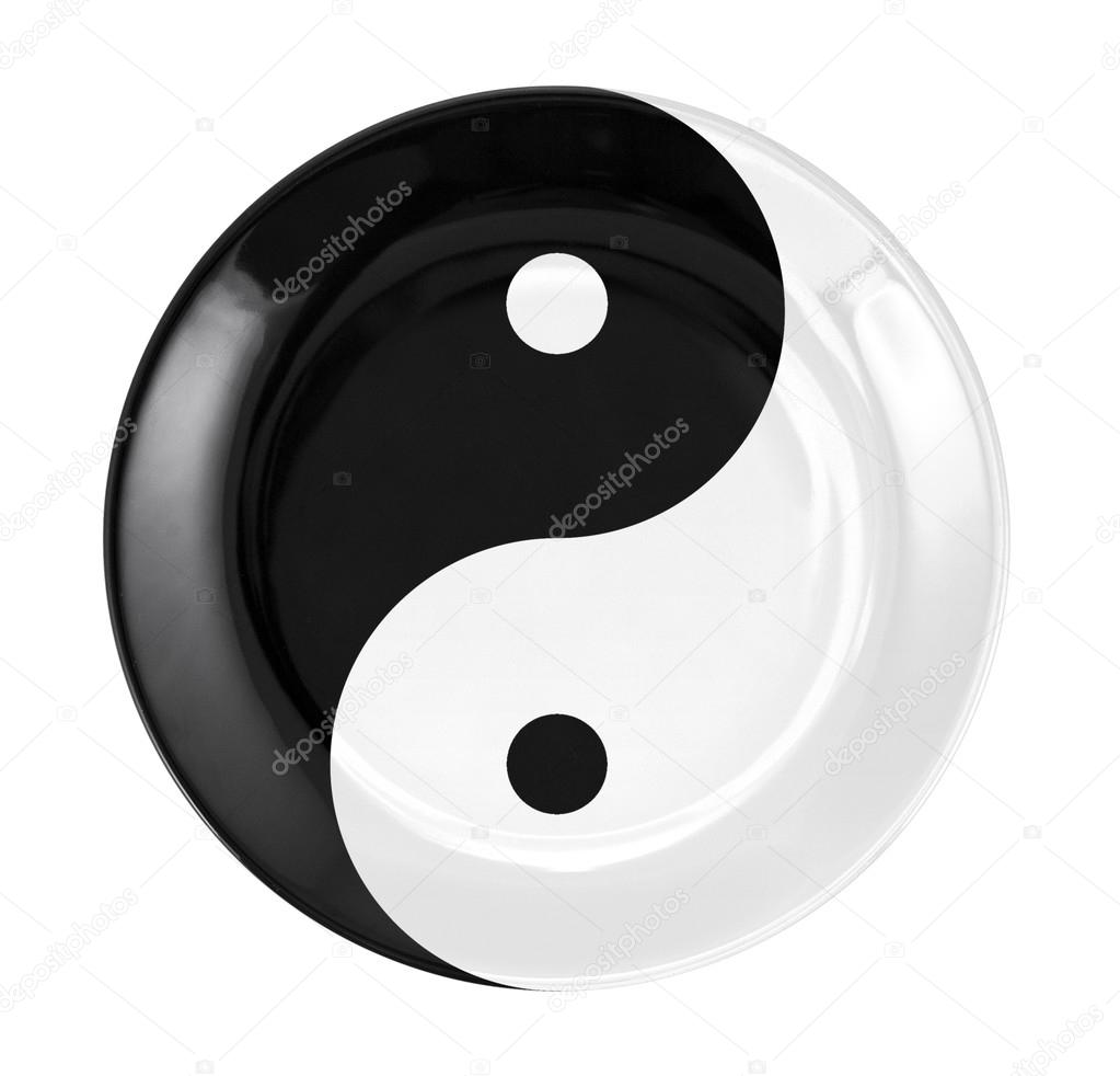 Round flat plate with Yin and Yang symbol