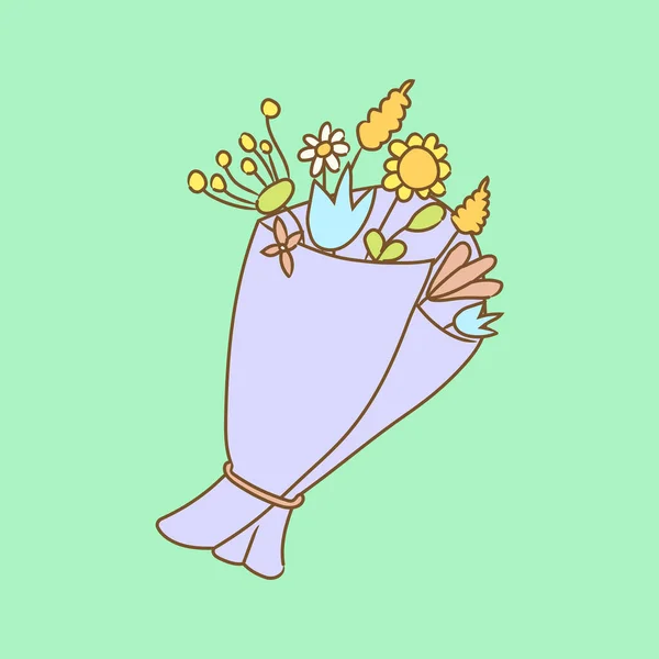 Çizimi Çiçek Açan Kır Çiçekleri Izole Edilmiş Vektör Çizimleri — Stok Vektör