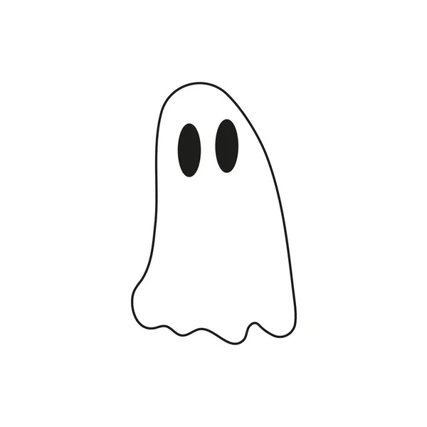 Handgetekend Doodle Element Voor Halloween Schattig Klein Spook Geïsoleerde Vectorillustratie — Stockvector