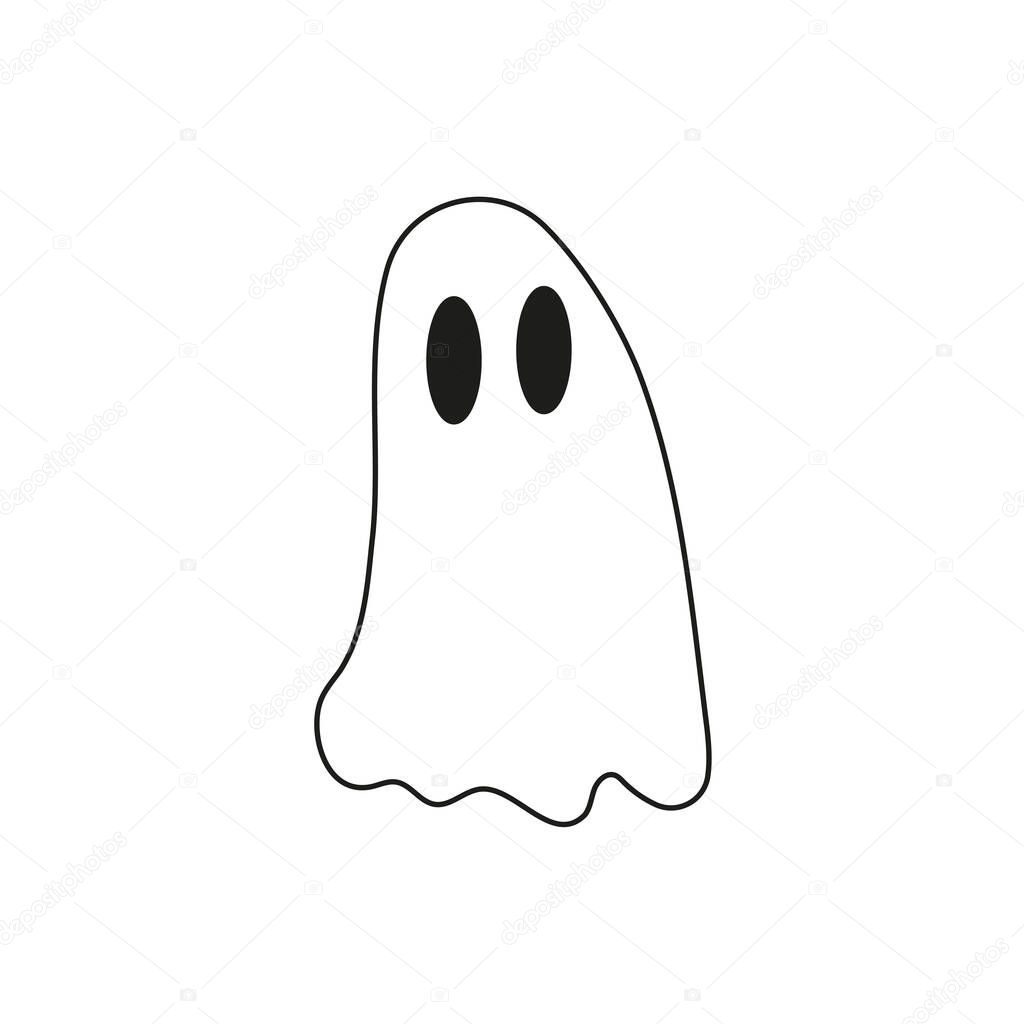 hand drawn doodle element for Halloween. cute little ghost. isolated vector illustration on white background