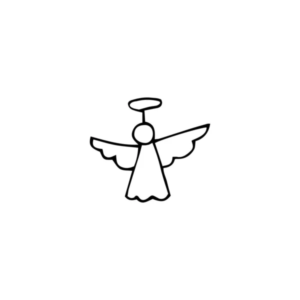 Handgezeichnetes Weihnachts Und Neujahrselement Engel Mit Heiligenschein — Stockvektor