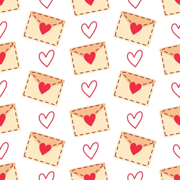 Sevgililer Günü temalı karalama kalp şeklinde elle çizilmiş mektupların kusursuz deseni