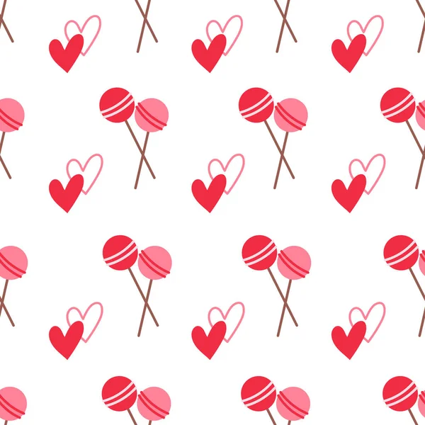 Seamless Colored Pattern Candies Hearts Vector Illustration — ストックベクタ