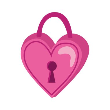 Heart Lock In Doodle Style. Isolated objects perfect for Valentine's day card or romantic post cards