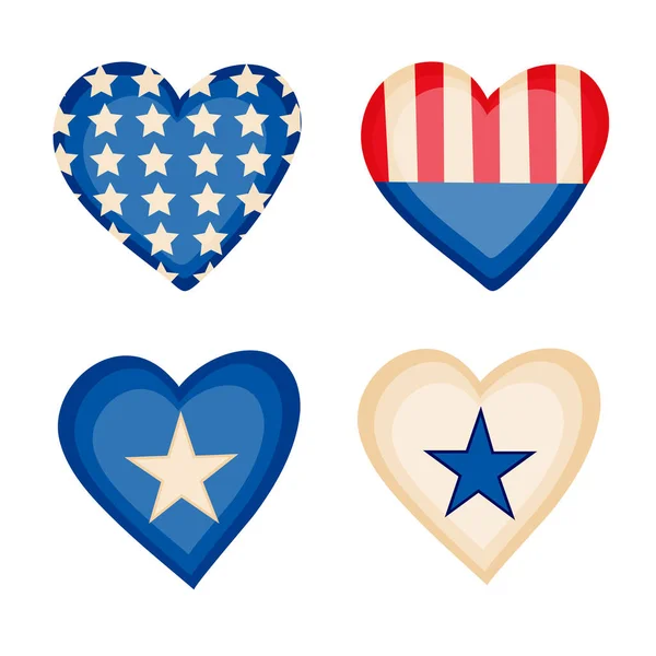 Vector United States Flag Shape Heart Love Usa Flag — Stok Vektör