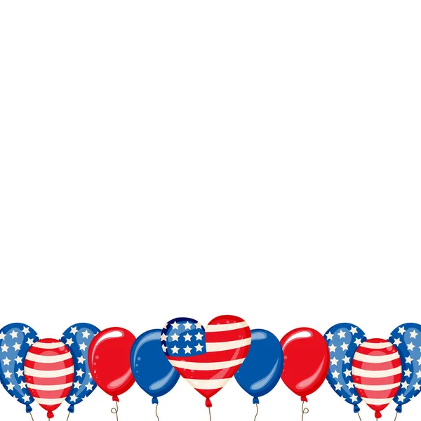 4Th July Usa Independence Day Celebration Background Balloons Flag Confetti — Stok Vektör