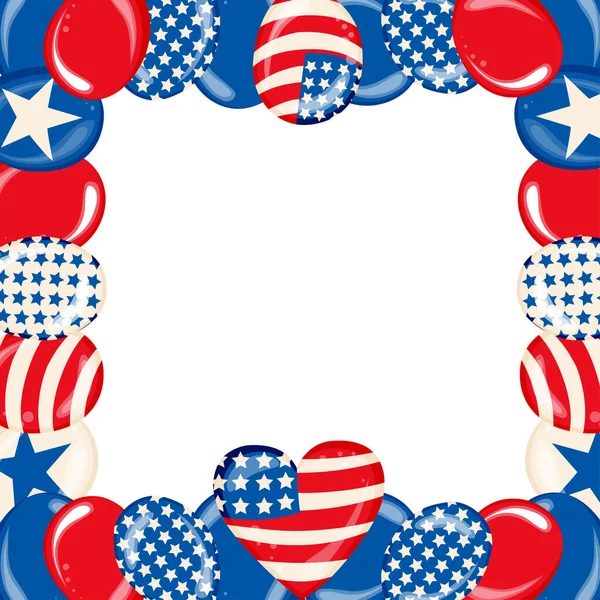 Happy Fourth July Independence Day Poster Shiny Usa Flag Colored — Stockový vektor
