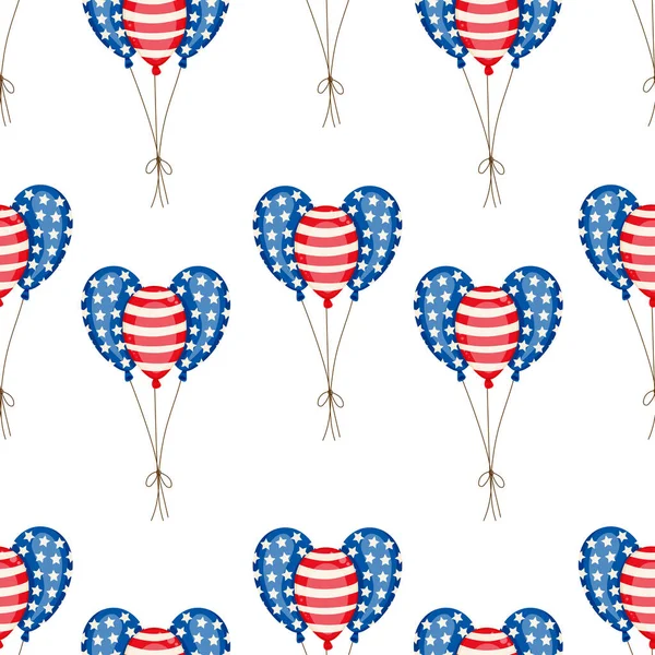 Seamless Pattern Balloons for Independence Day. American Patriotic Fabric Transparent Background