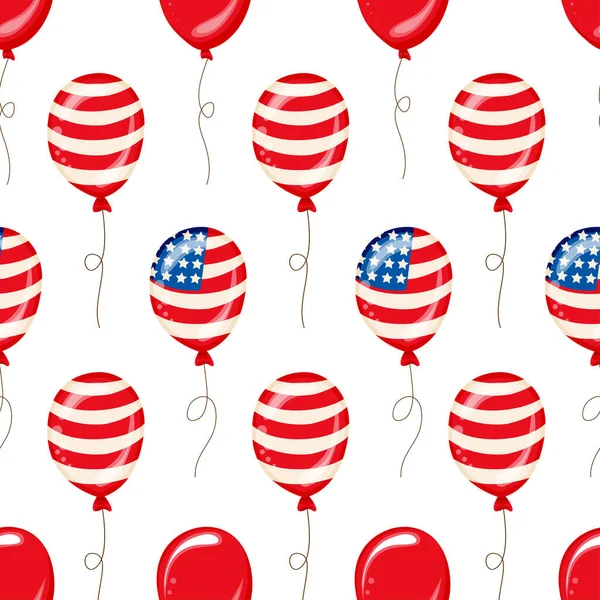 Seamless Pattern Balloons Independence Day American Patriotic Fabric Transparent Background — Stok Vektör