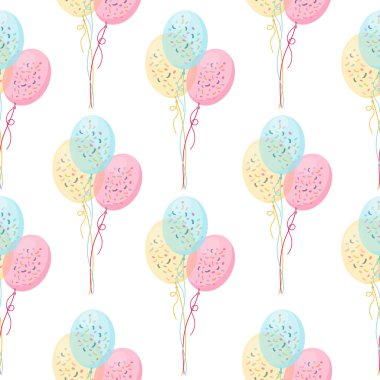 Vector seamless pattern with multicolor balloons. Abstract colorful background. The design concept for baby shower, holidays, birthdays, greeting cards, festival, decoration, gift card