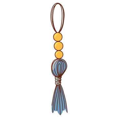 Macrame wall hanging-vector doodle illustration isolate on white background. Modern home element, hygge style, scandinavian interior. Monochrome drawing. Cozy house concept