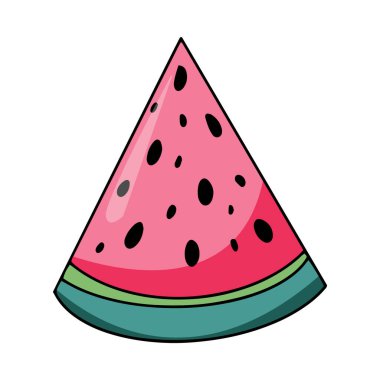 Slice watermelon fresh summer fruit hand drawn vector illustration isolated on white backgraund