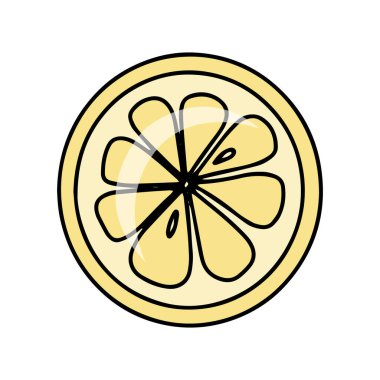 Summer fresh citrus lemon slice hand drawn vector illustration isolated on white backgraund
