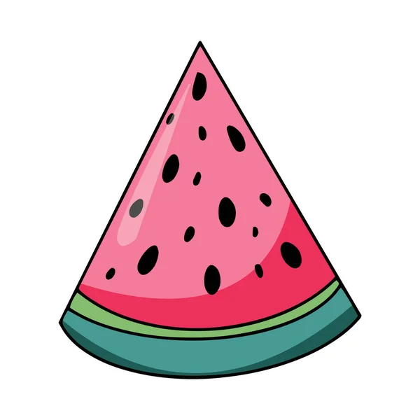 Slice watermelon fresh summer fruit hand drawn vector illustration isolated on white backgraund