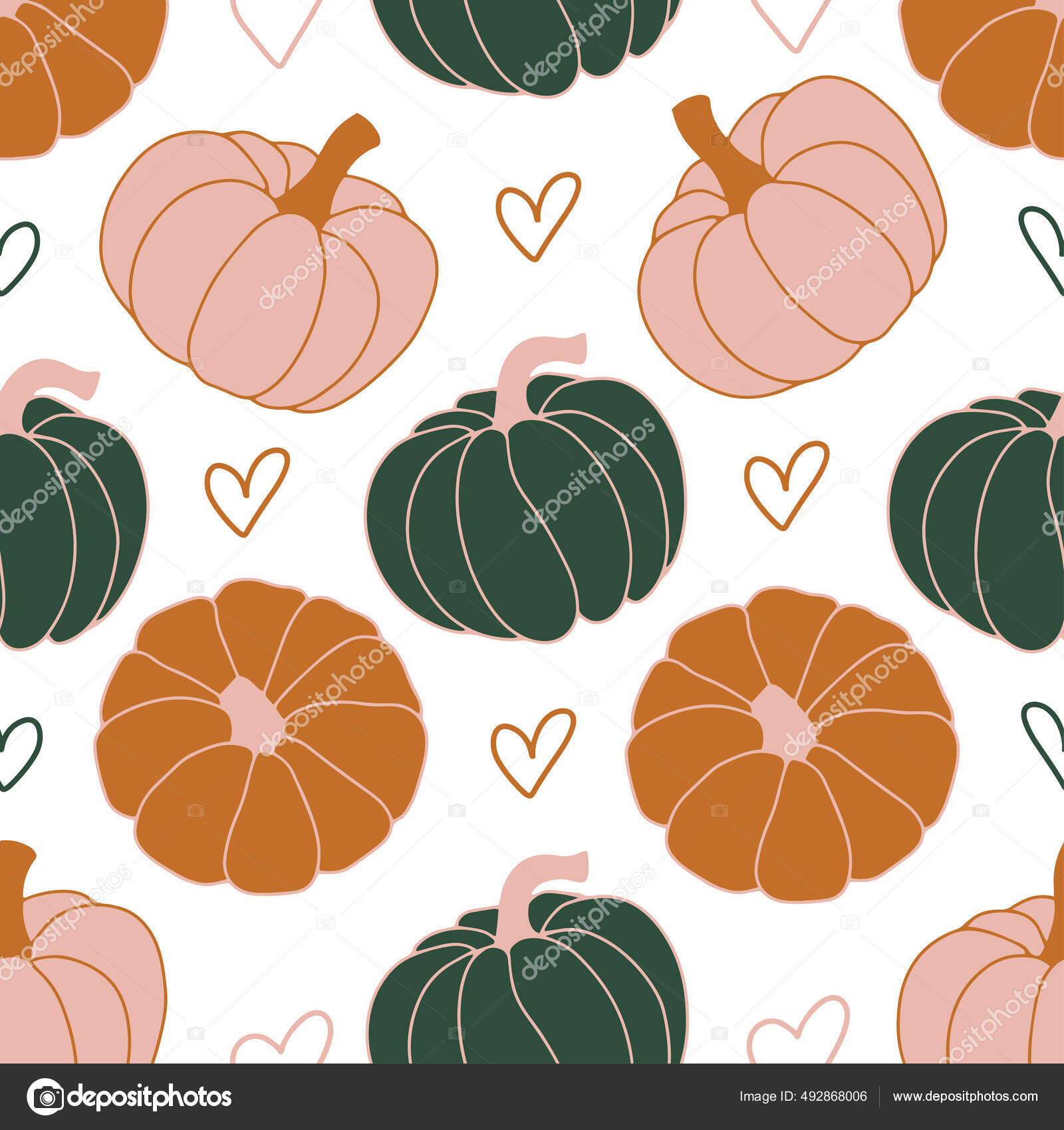 Image vectorielle Belle Citrouille Modèle Halloween Thanksgiving Sans  Couture Fond Dessiné Main par ©GalicinaElena - 492868006, image size:1600x1700