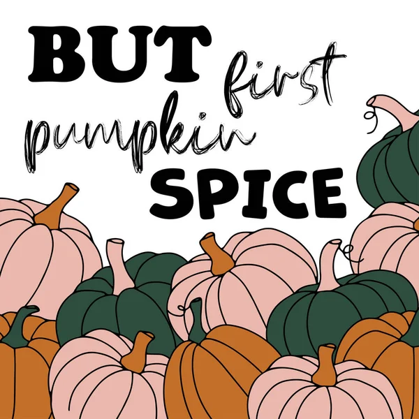 Balkabaklı sonbahar harfleri. Beyaz arkaplanda vektör illüstrasyonu. Yama sloganındaki en tatlı balkabağı. Şükran Günü için tişörtlerdeki, çantalardaki, posterlerdeki, kartlardaki parmak izleri. Beyaz arkaplanda izole.