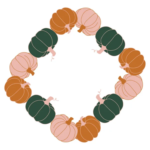 Şeffaf arkaplanda kabak bulunan sonbahar çerçevesi. Vektör illüstrasyonu