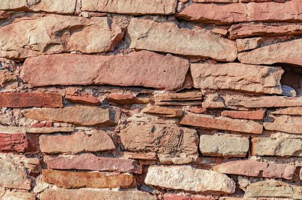 Old Vintage Stone Wall Made Untreated Red Stone — Foto de Stock