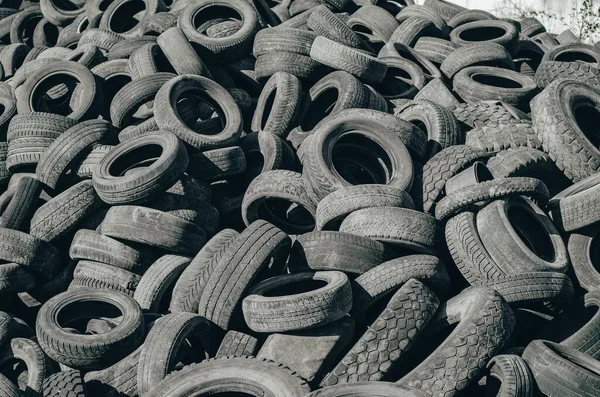 Landfill Old Car Tires Torn Spoiled Abandoned — Foto Stock