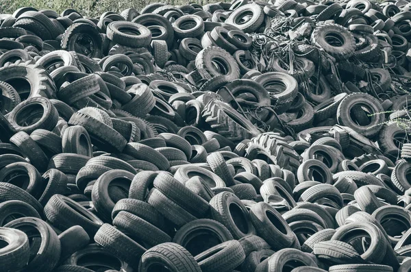 Landfill Old Car Tires Torn Spoiled Abandoned — Zdjęcie stockowe