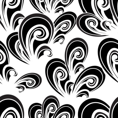 Seamless vector summer pattern. Black and white hand drawn backg