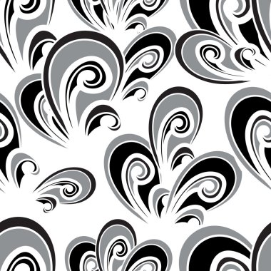 Seamless vector summer pattern. Black and white hand drawn backg
