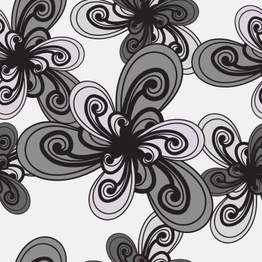 Abstract background. Black and white pattern. Floral seamless ba