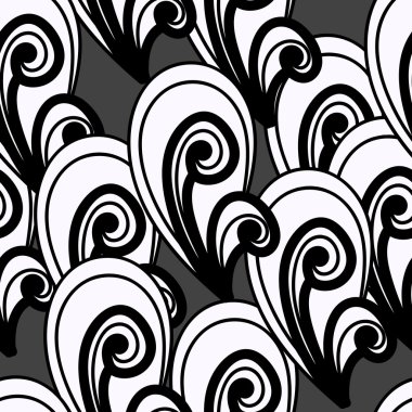 Abstract background. Black and white pattern. Floral seamless ba