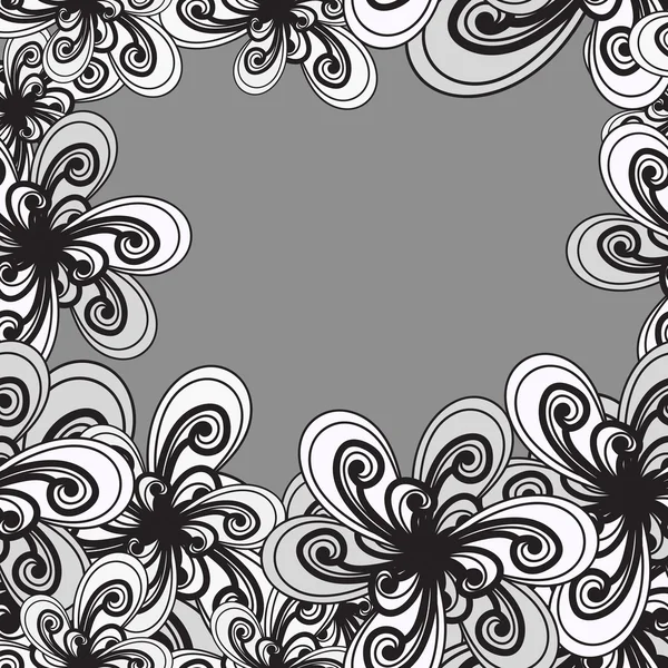 Abstrakter Hintergrund. Schwarz-Weiß-Muster. Nahtlose Blüten — Stockvektor