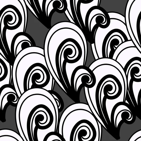 Abstrakter Hintergrund. Schwarz-Weiß-Muster. Nahtlose Blüten — Stockvektor